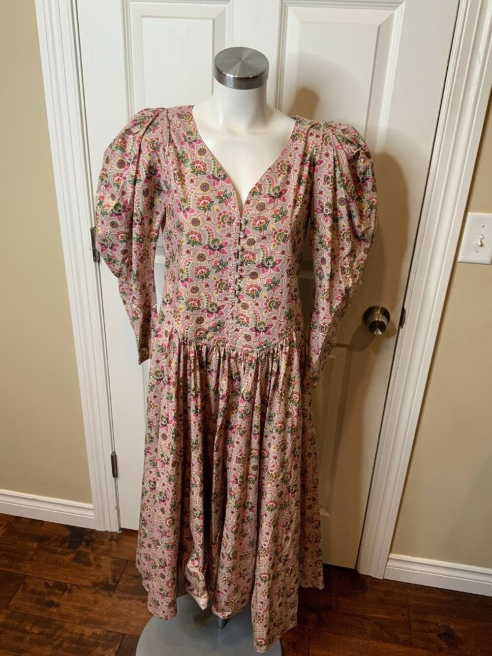 Etro Purple Floral Cotton Poplin Puff Sleeve Midi Dress NWT $1,850, Size 6 | 42